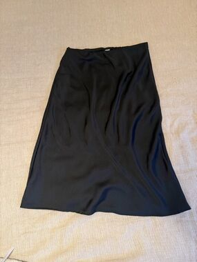 Black Satin Midi Skirt